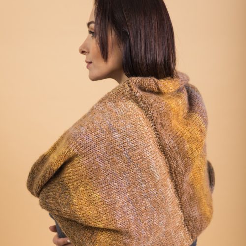 Shoulder shrug cape, yellow knitted poncho - Image 2